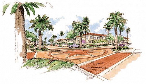 drawing of entrance to the Los Angeles AFB Family Housing project
